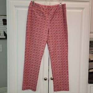 J. McLaughlin Stretch Pull On Athleisure Golf Pants Red Print Women's M